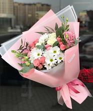 Букет цветов из:  Розы, Лизиантусы и Хризантемы в Кошки Самарская область
