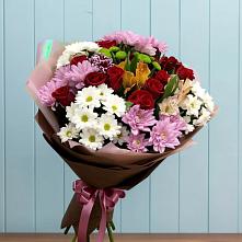 Букет цветов из:  Розы, Хризантемы и Альстромерии #REPLACE_PRED# Кошки Самарская область