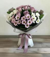 Букет цветов из:  Хризантемы и Розы в Кошки Самарская область