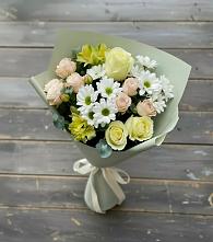 Букет цветов из:  Альстромерии, Розы и Хризантемы в Кошки Самарская область